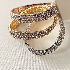 Nicole Miller Crystal Stretchy  Set of 3 Bracelets Party Holiday Cocktail Glam